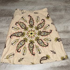 Banana Republic embroidered cotton A-line midi skirt, EUC, flawless